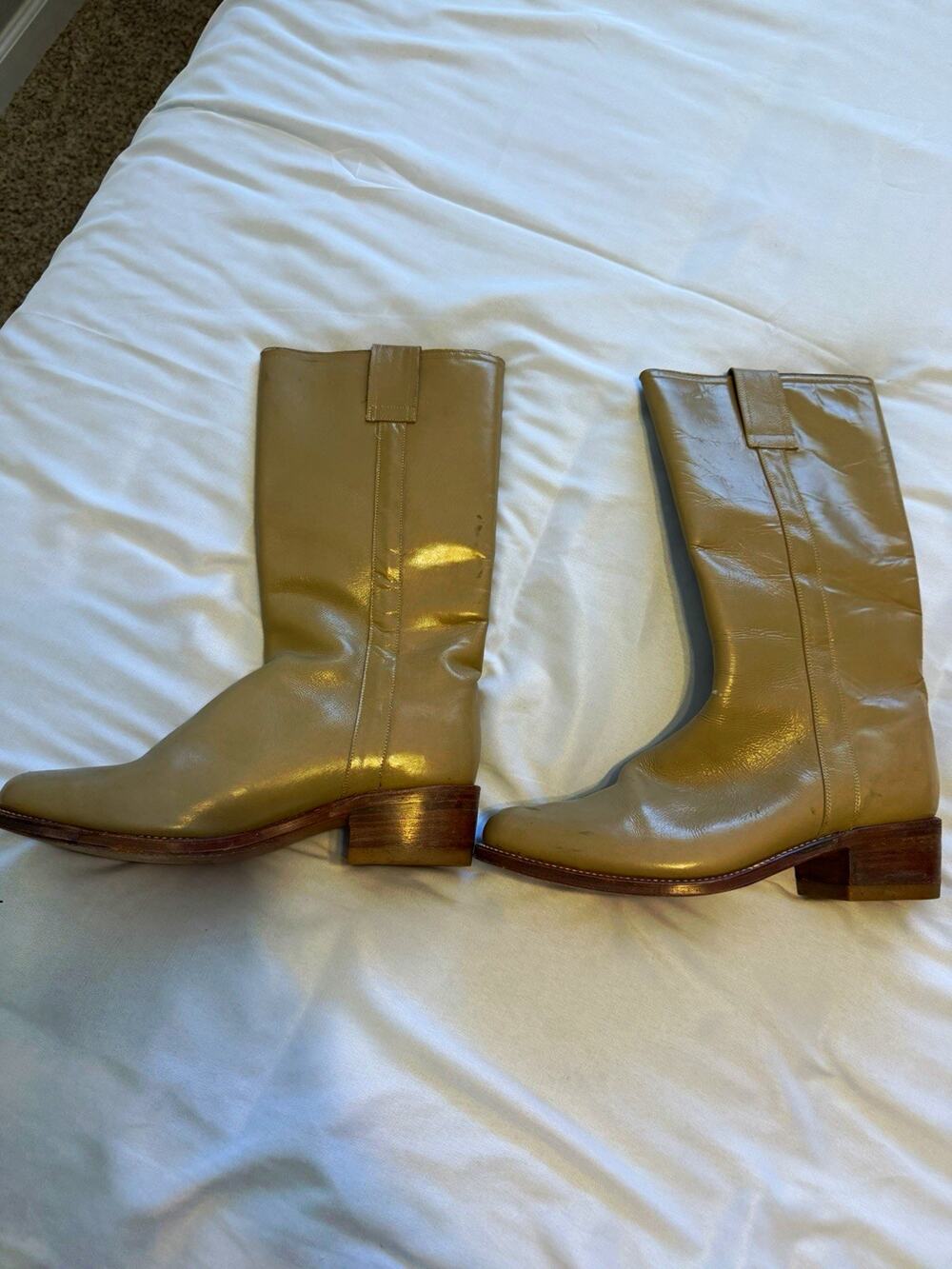 Varo Leather Cowboy Boots Women's Tall Stovepipe Tan (Mex 27.5) converted US10.5